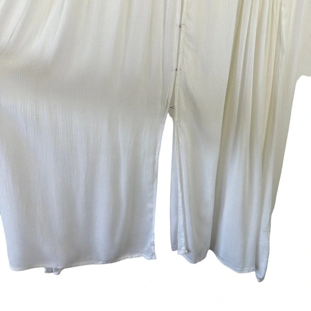 NWT Akasa Sz 6 Women's White Crochet Lace Vneck Hook‎ Eye Front Cover Up Boho